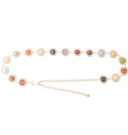 Candy Crystal Multicolor Gold Chain Belt