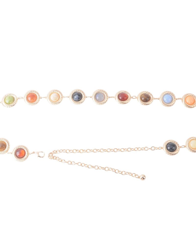 Candy Crystal Multicolor Gold Chain Belt