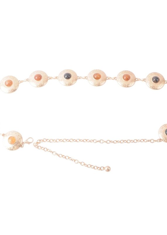 Eye of the Tiger Multicolor Gemstone Chain Belt Gold