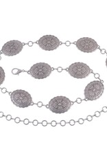 Tooled Oval Concho Chain Belt Silver