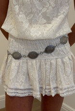 Tooled Oval Concho Chain Belt Silver