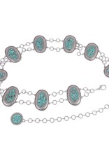 Turquoise Pebble Adorned Oval Concho Belt Silver