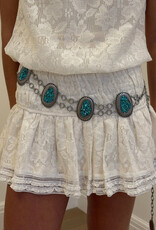 Turquoise Pebble Adorned Oval Concho Belt Silver