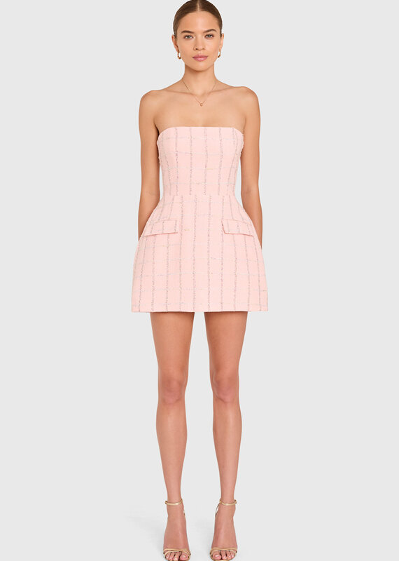 Amanda Uprichard Strapless Bethany Romper Mini Dress in Charlotte Tweed