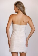 Strapless Pearl Tweed Mini Dress
