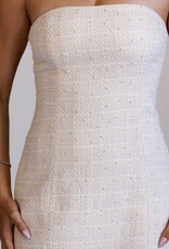 Strapless Pearl Tweed Mini Dress