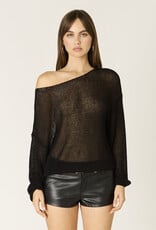Sheer Knit Off The Shoulder Long Sleeve Sweater