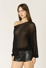 Sheer Knit Off The Shoulder Long Sleeve Sweater