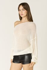 Sheer Knit Off The Shoulder Long Sleeve Sweater