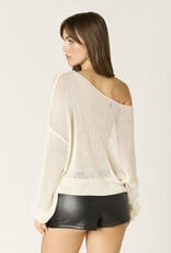 Sheer Knit Off The Shoulder Long Sleeve Sweater