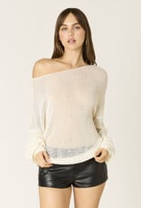 Sheer Knit Off The Shoulder Long Sleeve Sweater