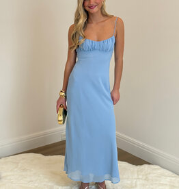 Chiffon Ruched Bust Twist Back Maxi Dress