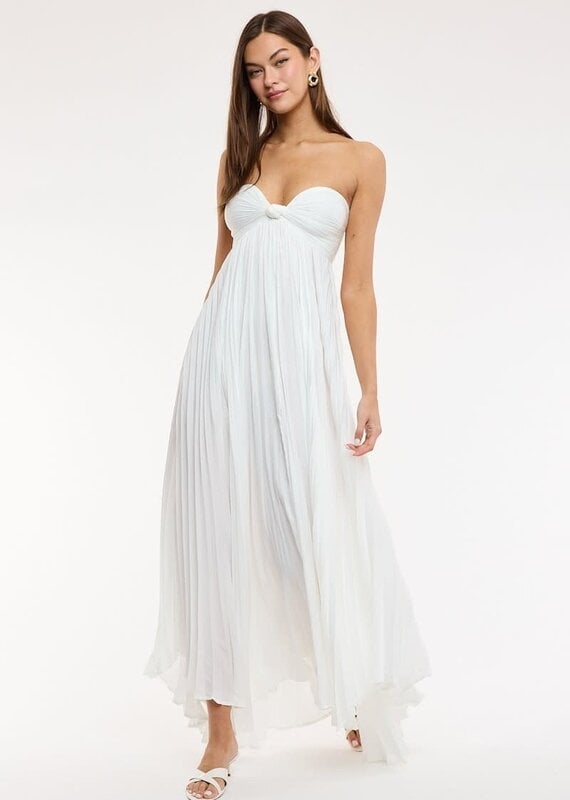 Solid Accordian Ruffle Tube Maxi Dress