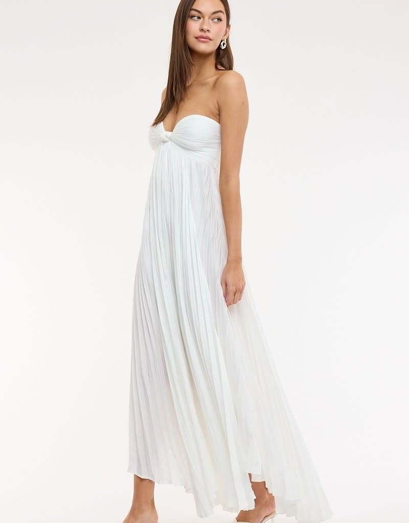 Solid Accordian Ruffle Tube Maxi Dress
