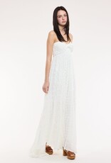Clip Dot Accordian Ruffle Tube Maxi Dress
