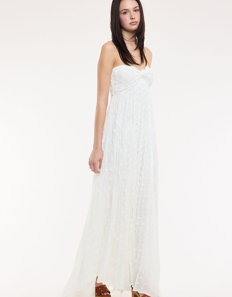 Clip Dot Accordian Ruffle Tube Maxi Dress