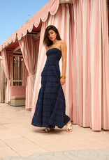 Rosaline Strapless Frayed Textured Maxi Dress