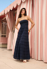 Rosaline Strapless Frayed Textured Maxi Dress