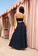 Rosaline Strapless Frayed Textured Maxi Dress