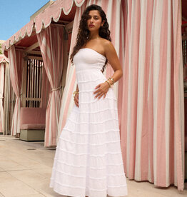 Rosaline Strapless Frayed Textured Maxi Dress