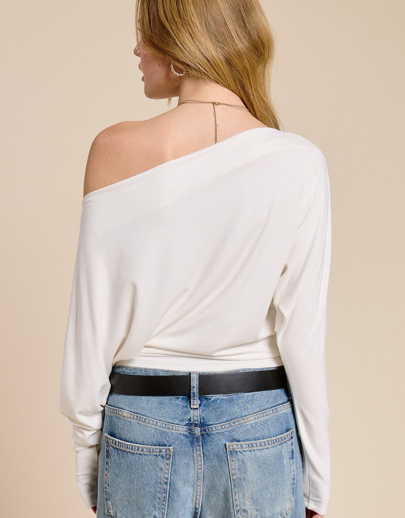 Stud Detail Long Sleeve Off Shoulder Top