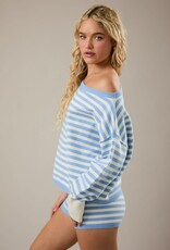 Anna Stripe Oversized Off Shoulder Top