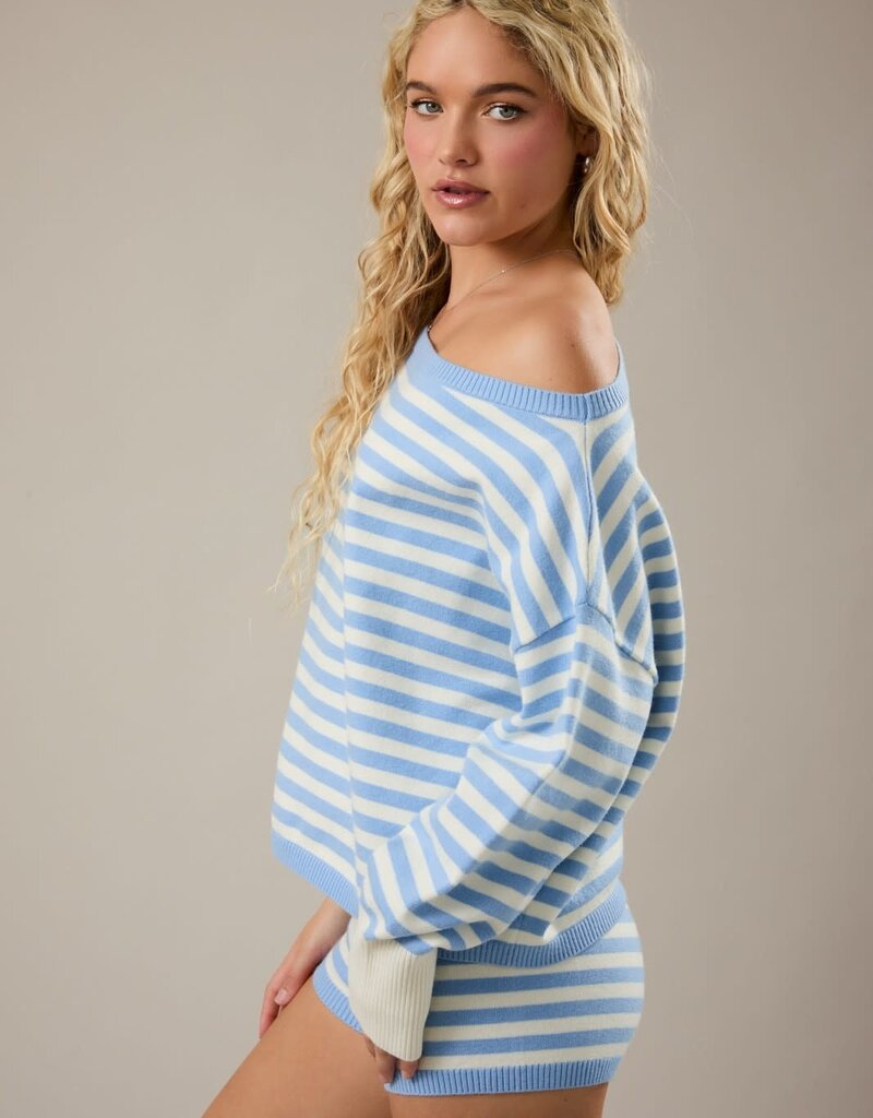 Anna Stripe Oversized Off Shoulder Top