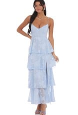 Lucy In The Sky Floral Ruffle A Line Maxi Dress