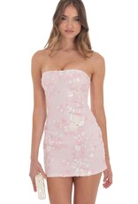 Lucy In The Sky Strapless Floral Sequin Bodycon Mini Dress