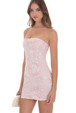 Lucy In The Sky Strapless Floral Sequin Bodycon Mini Dress