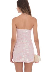 Lucy In The Sky Strapless Floral Sequin Bodycon Mini Dress