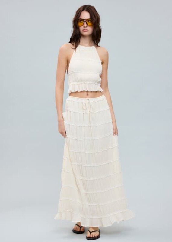 Tiered Crinkle Top and Maxi Skirt Set