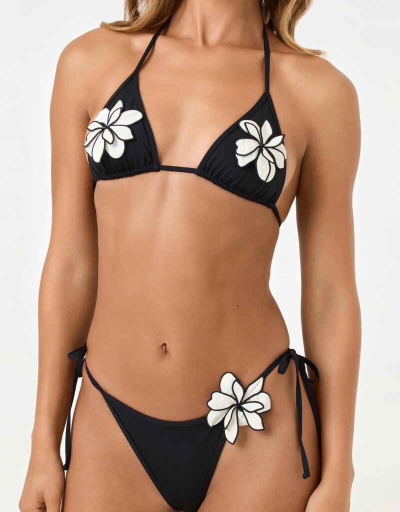 L Space Levy Floral Applique Tie Side Bikini Bottom Bitsy