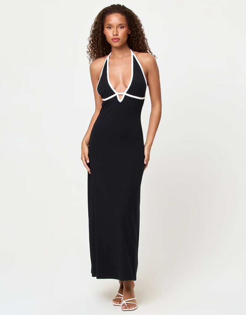 L Space Shea Ribbed Binding Bodycon Maxi Dress