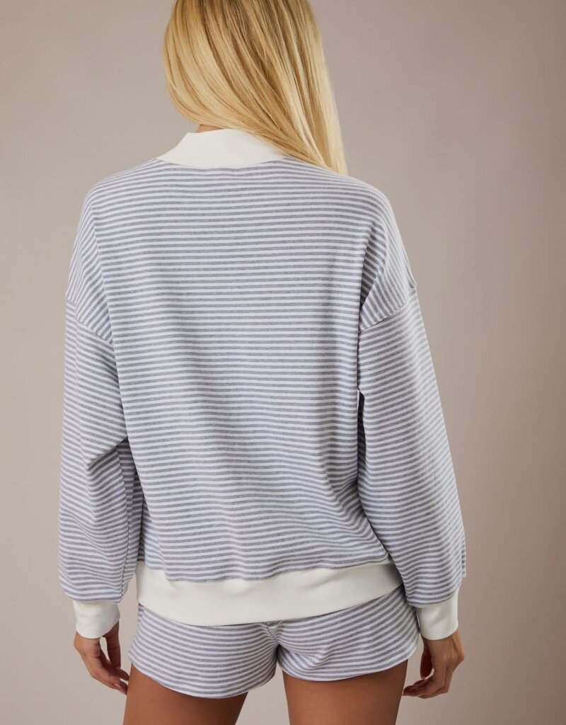 Mock Neck Stripe Sweatshirt Top