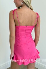 Linen Double Ruffle Mini Dress