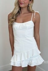 Linen Double Ruffle Mini Dress