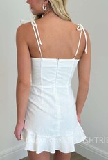 Linen Double Ruffle Mini Dress