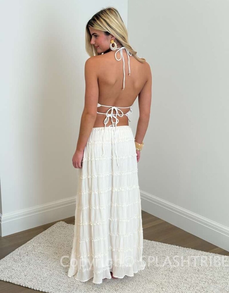 Tiered Crinkle Top and Maxi Skirt Set