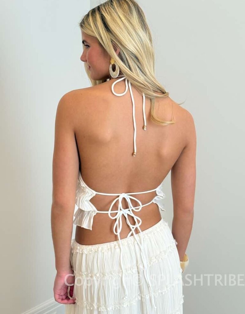 Tiered Crinkle Top and Maxi Skirt Set