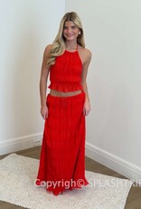 Tiered Crinkle Top and Maxi Skirt Set