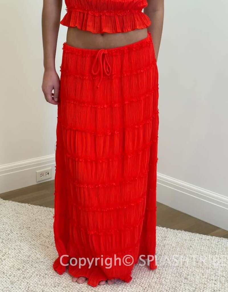 Tiered Crinkle Top and Maxi Skirt Set