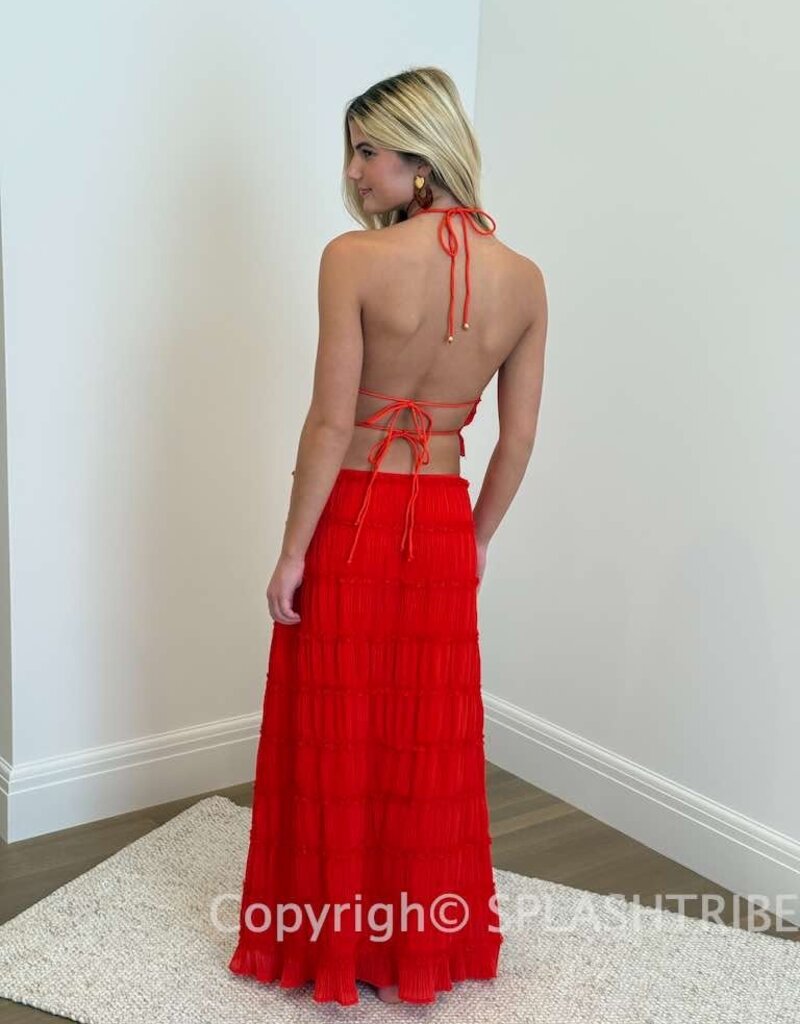 Tiered Crinkle Top and Maxi Skirt Set