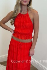 Tiered Crinkle Top and Maxi Skirt Set