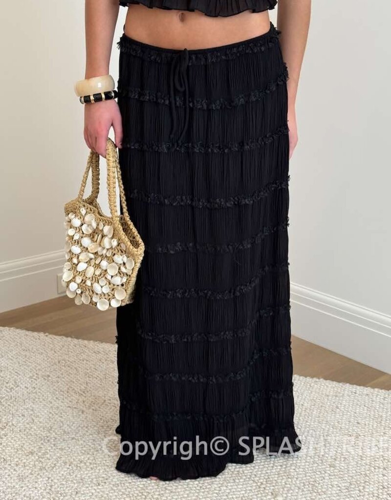 Tiered Crinkle Top and Maxi Skirt Set