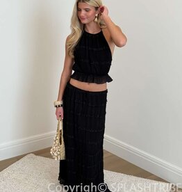 Tiered Crinkle Top and Maxi Skirt Set