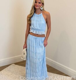 Tiered Crinkle Top and Maxi Skirt Set