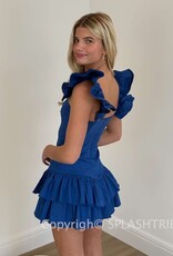 Solid Ruffle Shoulder Tiered Mini Dress