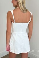 Denim Double Pocket Square Neck Mini Dress