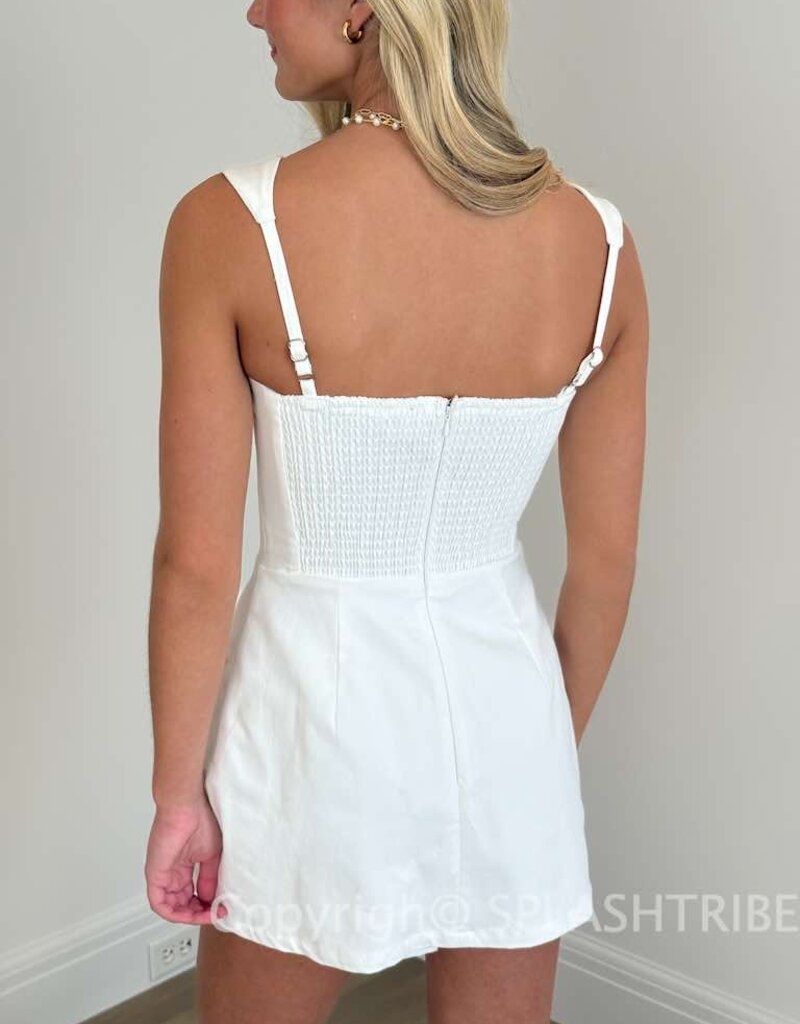 Denim Double Pocket Square Neck Mini Dress